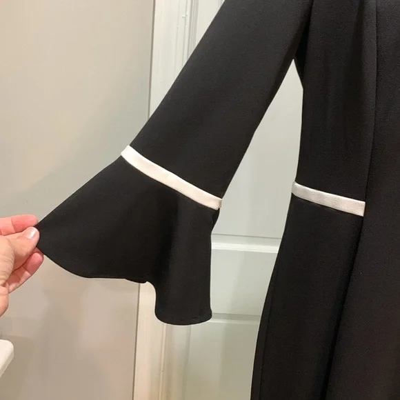 Calvin Klein sz 12 black with white accent midi dress - Picture 3 of 6